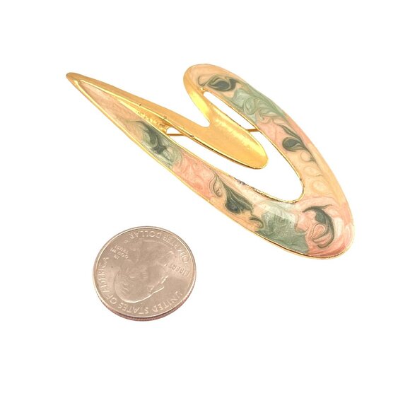 Futuristic Matte Goldtone Abstract Boomerang Shaped Modernist Unsigned Gold Tone - Picture 4 of 6